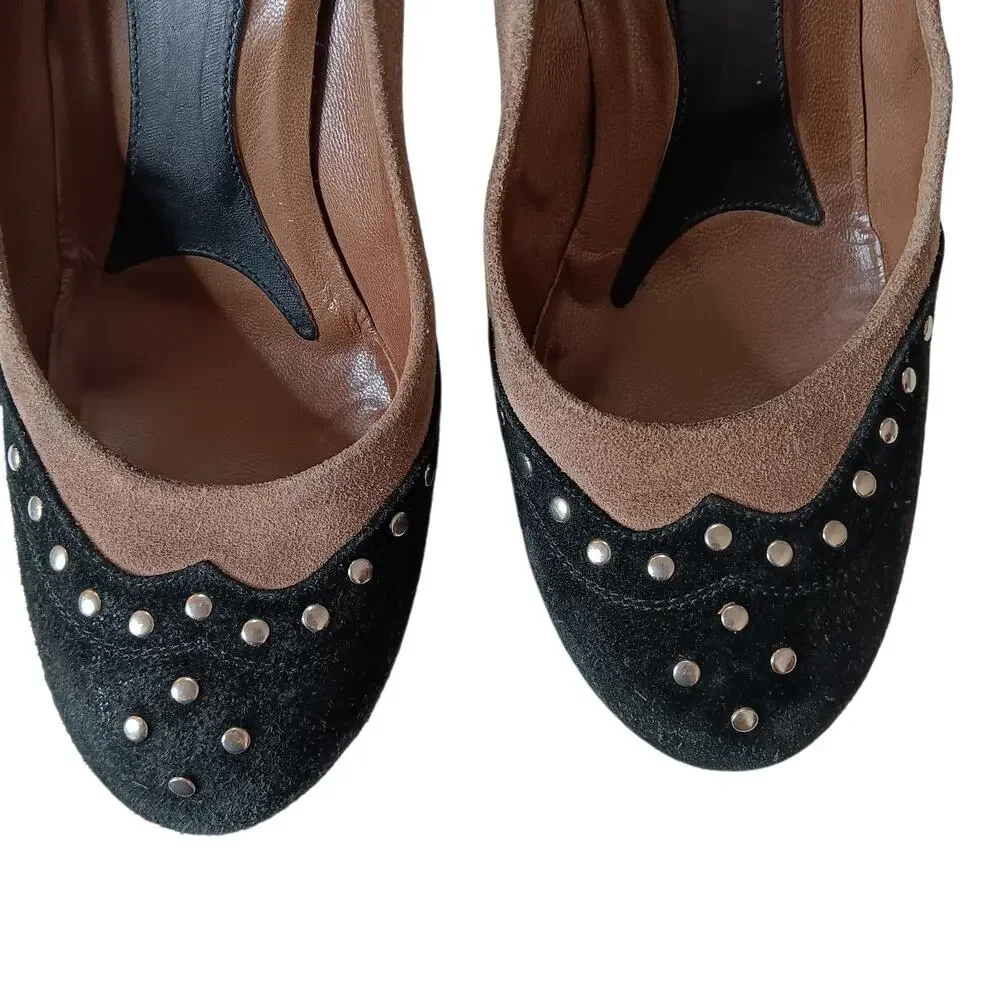 Retro Y2K Marni Platform Studded Suede High Heels 38 Punk Avant‎ Garde Coquette